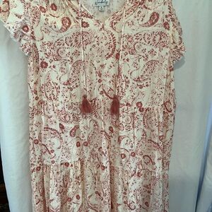 Wonderly Blush and Cream Paisley Midi Dress
